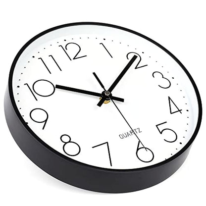 jomparis 10 Inch Black Wall Clock Battery Operated Silent & Non-Ticking Wall Clock Classic Clock for Home,Office,Bedroom, School - color: Black, size: 10 Inch