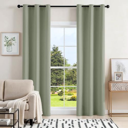 ChrisDowa Sage Green Blackout Curtains 80 Inches Long 2 Panels for Bedroom - color: Sage Green, size: 40"W x 80"L (Pack of 2)