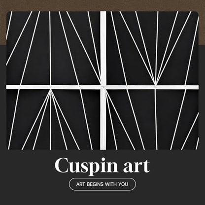 Large Framed Black and White Modern Abstract Living Room Wall Art, 24x36 In - color: Modern Black & White Set, size: 24" W x 36" H x 3 pieces