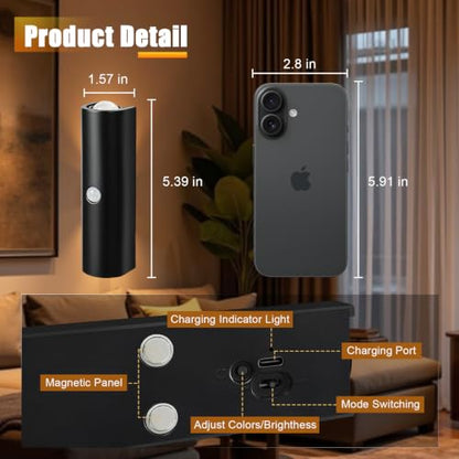 Motion Sensor Wall Light, Magnetic Rechargeable Wall Sconces - color: Black