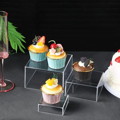 6 Pcs Clear Acrylic Risers Display Stands with Hollow Bottoms