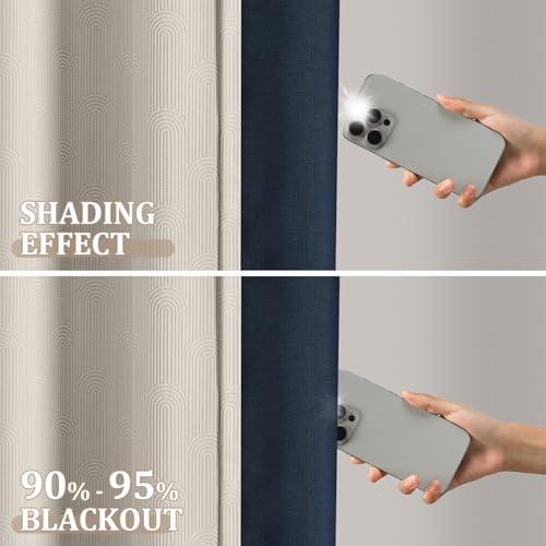 Beige Boho Blackout Curtains 2 Panels for Bedroom 52W*84L - color: Beige, size: 52"W x 84"L (Pack of 2)