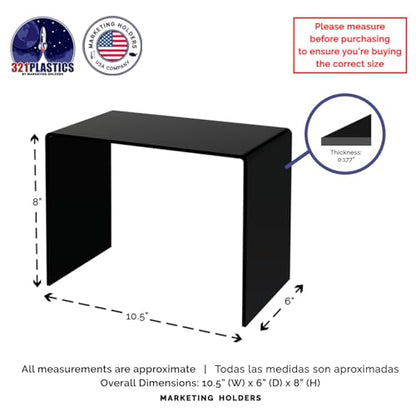 Marketing Holders 2 Pack Acrylic Riser Display Stand Glossy Black Plexiglass 10.5 Inch Wide x 6 Inch Deep x 8 Inch High Retail Countertop Showcase Platform for Products and Merchandise - size: 10.5"W x 6"D x 8"H