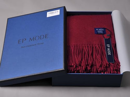 EP Mode 100% Pure Cashmere Throw Blanket for Sofa, Merlot - color: Merlot