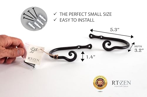 RTZEN Decorative Metal Curtain Tiebacks - Farmhouse Wrought Iron Curtain Holdbacks - Drapery Holders for Wall - Unique Metal Tie Backs for Curtains - 2 Pcs (Black Classic) (Pack of 2) - size: Medium (Pack of 2), style: Classic