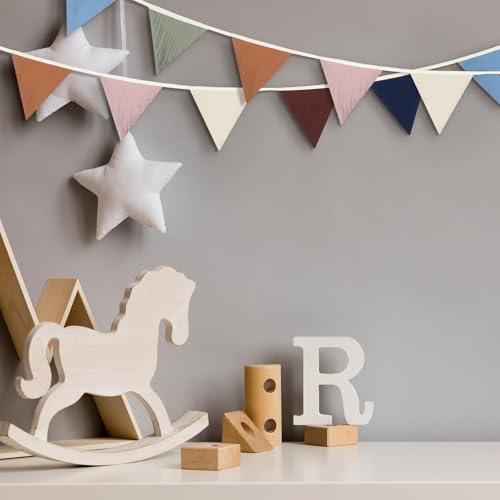 Oudain 2 Pcs Pennant Banner Flags Nursery Garland Triangle, Neutral Color - color: Neutral Color