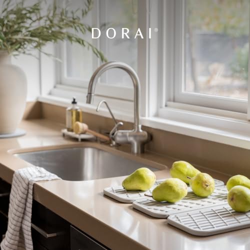 Dorai Home Stone Plant Pots Saucer Set 11.8" - Diatomite Water-Absorbing Trays for Indoor Plants, Ideal for Shelves & Floors | Pack of 2 Large