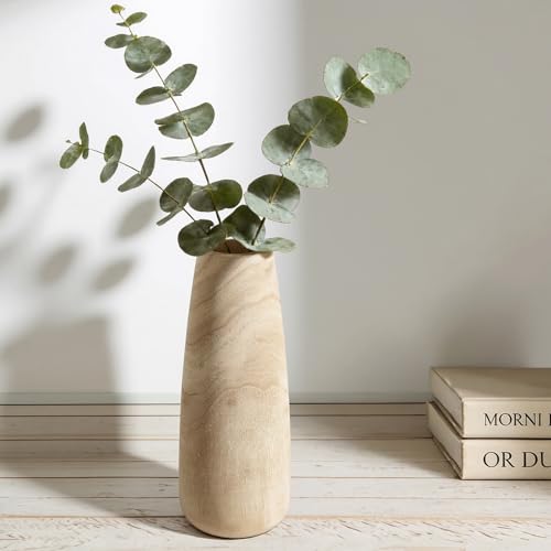 Natural Wood Vase for Dried Flowers – 9 Inch Decorative Table Vase - color: Natural, size: 9 Inch