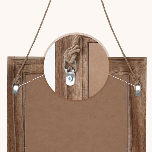 QDSSDECO 16" x 20" Farmhouse Rectangular Wall Mirror, Brown - color: Brown Without Shelf