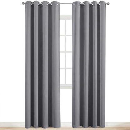 Yakamok Grey Room Darkening Curtains 52x84 inch Gray Grommet-Living Room - color: Grey, size: 52"W x 84"L (Pack of 2)