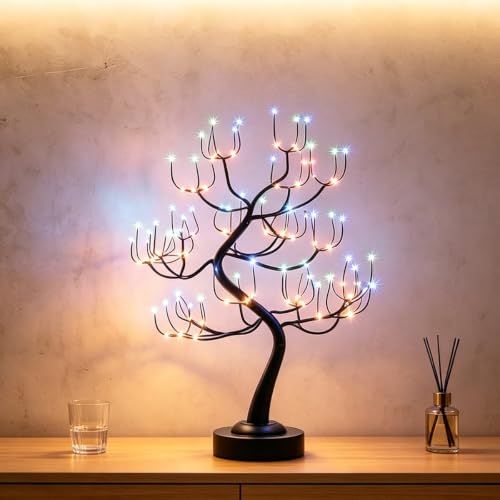 FUCHSUN 108 LED Tabletop Tree Lights, Lighted Artificial Twinkle Tree Lamp - color: multicolored