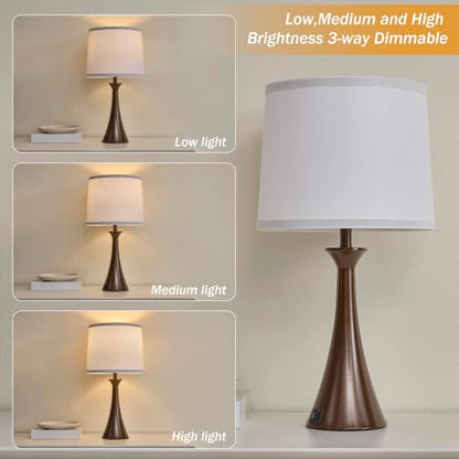 Touch Table Lamps Set of 2, 21" Bedside Lamps with USB C+A, Brown - color: Brown 2pcs