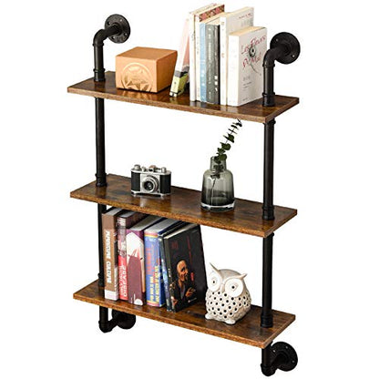 IBUYKE 3-Tiers Industrial Pipe Shelves, Pipe Floating Shelves RF-TM003 - size: 3 Tier