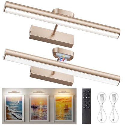 Picture Light for Wall, 4000mAh, 13.8 Inch, 2 Pack, Mocha Gold - color: Mocha Gold