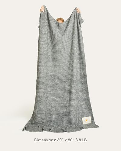 UnHide Melange Knit Blanket, Textured and Ultra-Soft Wool Throw Blanket - color: Silver Fox, size: Melange Wool (60" x 80")