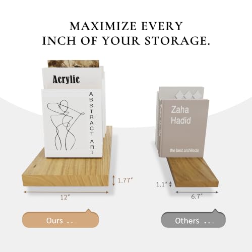 48in Floating Shelves, 3-Pack 12in Deep Wall Shelf - color: Natural, size: 3T48IN
