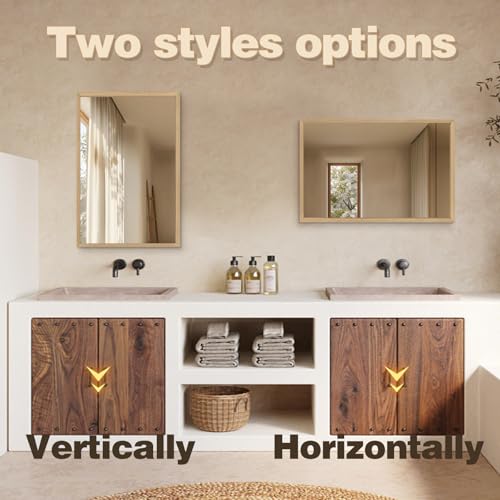 Wood Wall Mirror for Over Sink, 36"x24" Solid Bathroom Mirror
