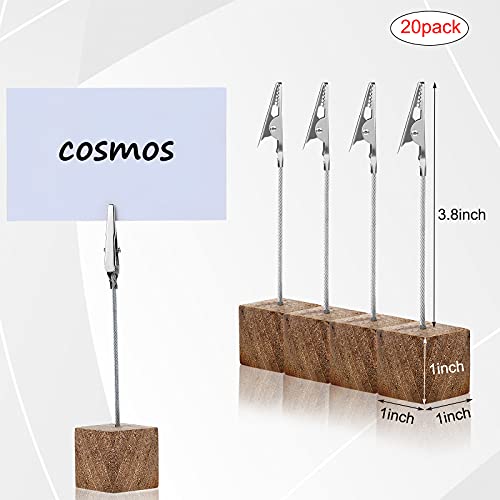 20 Pcs Cube Base Memo Clip Holder with Alligator Clip, Wood Color - color: Wood Color