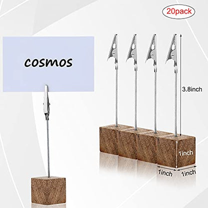 20 Pcs Cube Base Memo Clip Holder with Alligator Clip, Wood Color - color: Wood Color