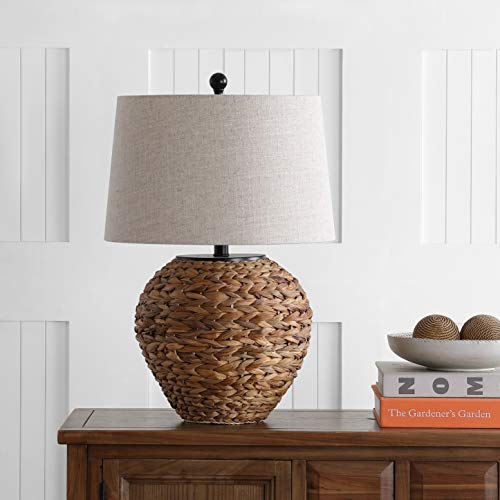 JONATHAN Y Alaro Table Lamp Woven Water Hyacinth Basket 24.5", Natural - color: Natural