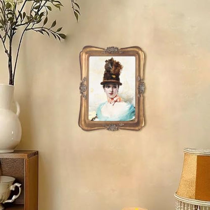 WINPLUS+ Vintage Picture Frame 5x7, Wall Mount and Tabletop Display, Art Gallery Gift (Antique Gold 5x7) - style: Antique Gold