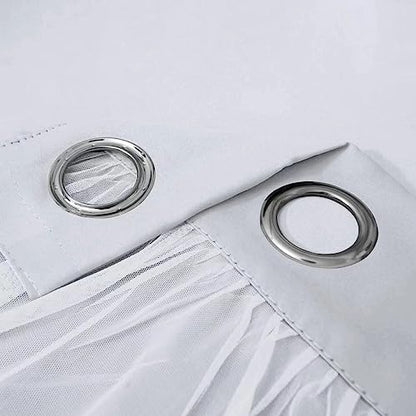 INLINAS Blackout Curtains with Sheer Overlay, Greyish White, 52x63 Inches - color: Greyish White, size: 52"W x 63"L (Pack of 2)