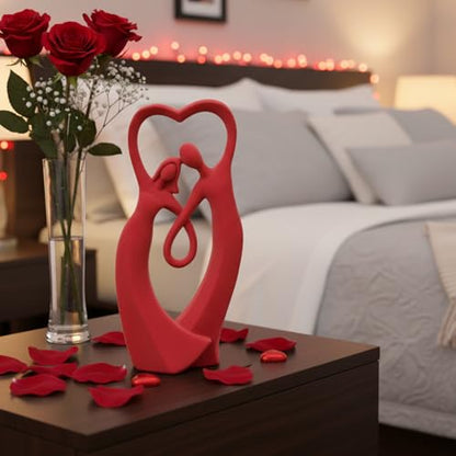 Couple Statue with Soft Flocked Finish, Red - color: Couple01-red