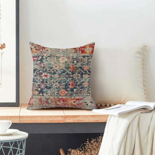 AEIOAE Boho Vintage Retro Pillow Covers 22 x 22 Inch Set of 2 Boho Colorful Style Decorative Throw Pillow Outdoor Linen Square Farmhouse Decor Cushion Cover for Home Couch Sofa - color: Colorful, size: 22" x 22" (Pack of 1)