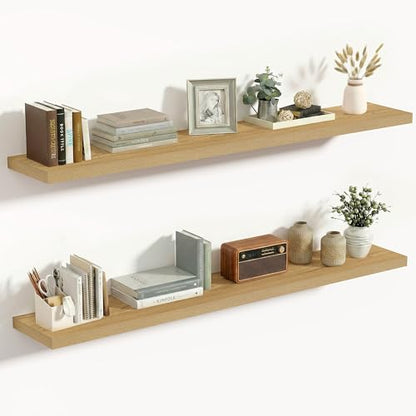 Vivelove 10 Inch Deep Floating Shelves for Wall 48” Set of 2, Oak - color: Oak, size: 47.2”wx10.2”dx1.5”h