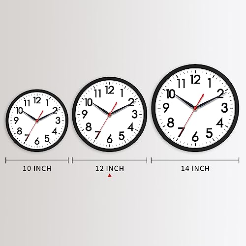 AKCISOT 12 Inch Wall Clock, Silent Battery Operated Analog Clock, Black - color: A_black, size: 12 Inch