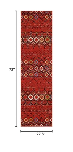 SAFAVIEH Amsterdam Runner Rug 2'3"x6', Boho Terracotta & Multi AMS108D - color: Terracotta/Multi, size: 2'3" x 6' (Runner)