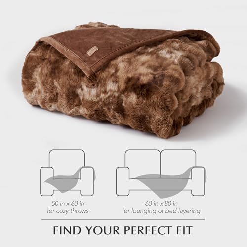 EverGrace Faux Rabbit Fur Bubble Throw Blanket, 60"x80", Lion Caramel - color: Marble Caramel Brown, size: 60"x80"