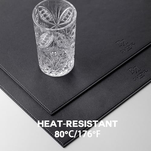 Baroyal Faux Leather Placemats Set of 4 Vinyl Washable Wipeable Table Mats for Kitchen Dining Table Heat Resistant Waterproof Modern Indoor/Outdoor Placemats Non-Slip Easy Clean Place Mats (Black) - color: B-black