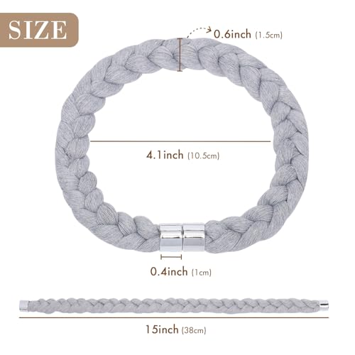 NICEEC 2 Pack Natural Cotton Rope Magnetic Curtain Tiebacks Elegant Twisted Braid Style Drape Tie Backs Soft Hand-Woven Rope Curtain Holdbacks for Home & Office Window Draperies (Light Grey-01) - color: Light Grey-01, size: 2 Pack