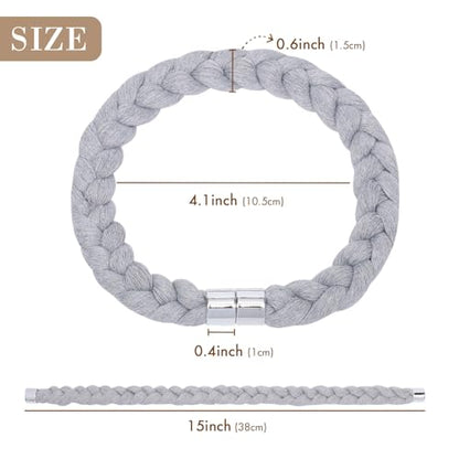 NICEEC 4 Pack Natural Cotton Rope Magnetic Curtain Tiebacks Elegant Twisted Braid Style Drape Tie Backs Soft Hand-Woven Rope Curtain Holdbacks for Home & Office Window Draperies (Light Grey-01) - color: Light Grey-01, size: 4 Pack