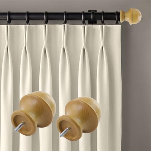 T Tulead Wood Curtain Rod Holders, Curtain Rod Finials, 4PCS - color: Wood-4pcs