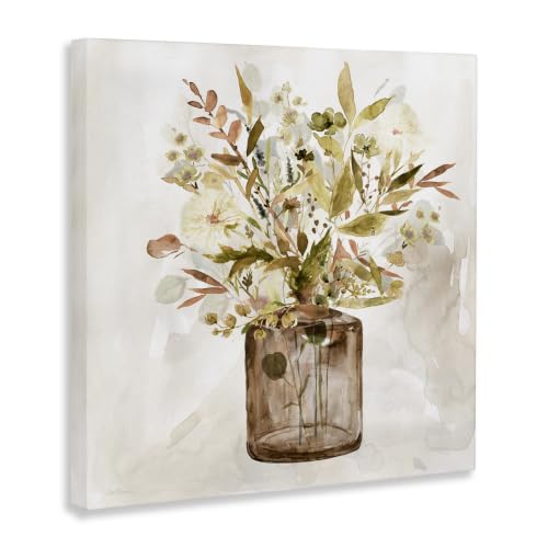 Earthy Fall Botanicals Floral, 24 x 24 Inch Canvas Wall Art - color: Earthy Fall Bouquet Vase, size: 24"L x 24"W