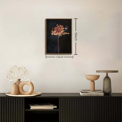Moody Botanical Flower Framed Canvas Wall Art 12x16 inch - color: Radish flower, size: 12"x16" Natural