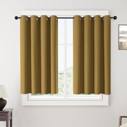 ChrisDowa Golden Brown Blackout Curtains 45 Inch Long 2 Panels for Bedroom - color: Gold Brown, size: 52"W x 45"L (Pack of 2)