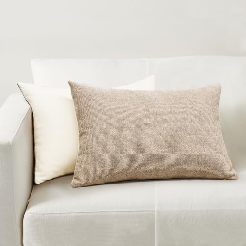 Oatmeal & Cream 14x20 Inch Pillow Covers Set of 2 - color: Oatmeal,cream, size: 20" x 14" (Pack of 2)