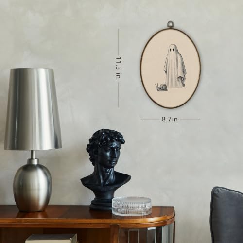 Gnmduw Funny Halloween Ghost Snail Oval Wall Art Framed Decor, 8.7x11.3 In - color: snail, size: 11.3"L x 8.7"W