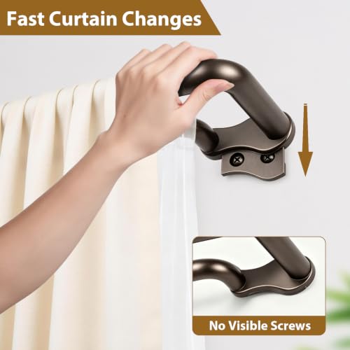 KAMANINA Double Curtain Rod 32 to 58 Inch, Bronze Wrap Around Drapery Rods - color: Bronze, size: 32-58"