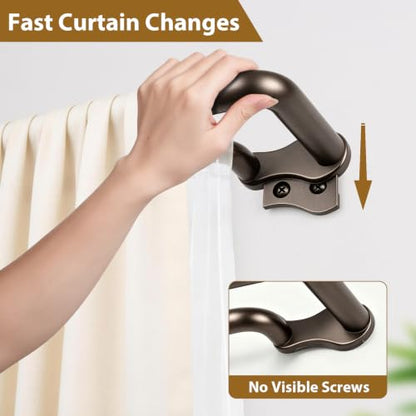 KAMANINA Double Curtain Rod 32 to 86 Inch, Bronze Wrap Around Drapery Rods - color: Bronze, size: 32-86"