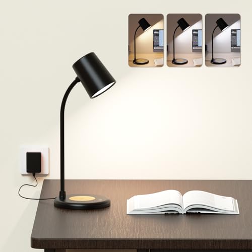 LED Desk Lamp with Speaker 3 Light Colors,Small Desk lamp - color: Black