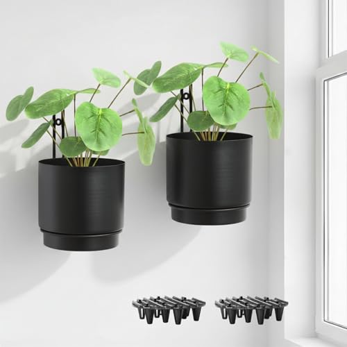 Self-Watering Wall Planters for Indoor Outdoor Plants (5.9 inch) - color: Black
