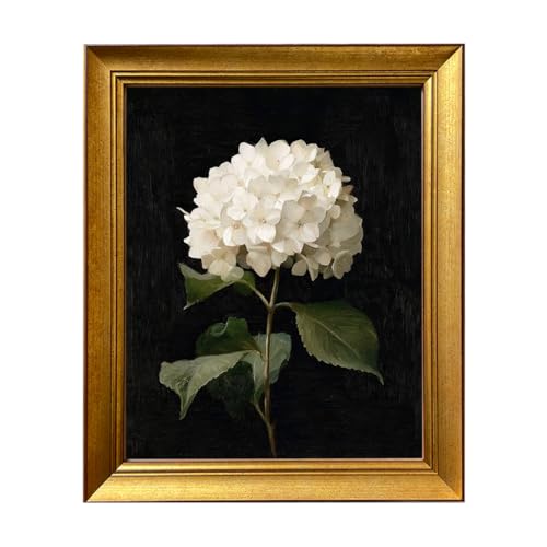 Hydrangea Floral Wall Art Vintage Flower Oil Painting Gold Framed Picture Wall Decor Artworks for Home Decor - color: Hydrangea, size: 16"L x 12"W