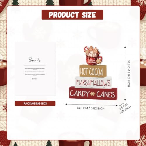 Smile 4 Wooden Decor Christmas Signs, Hot Cocoa Marshmallow Candy Canes - style: Hot Cocoa