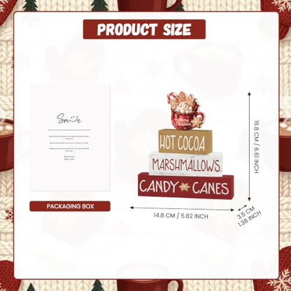 Smile 4 Wooden Decor Christmas Signs, Hot Cocoa Marshmallow Candy Canes - style: Hot Cocoa