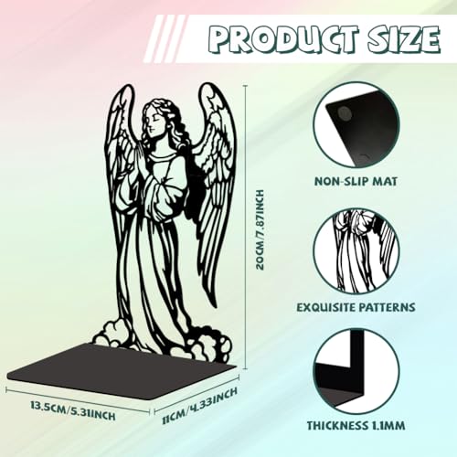 Peacoblue 5.3"x4.3"x7.9" Metal Bookends, Heavy Duty Book Ends for Shelves - style: Angel