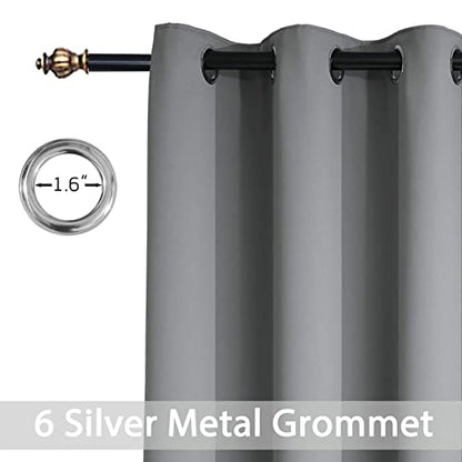 Yakamok Grey Room Darkening Window Curtains 42x36 Inch for Kitchen - color: Grey, size: 42"W x 36"L (Pack of 2)